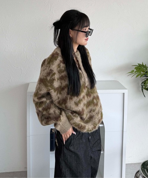 セーター ニット カモフラヘンリーネックニット メンズ レディース