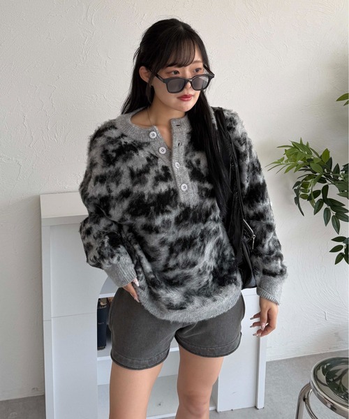 セーター ニット カモフラヘンリーネックニット メンズ レディース