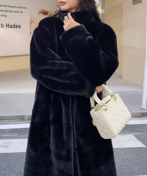 Diosfront コート アウター フェイクファーロングコート レディース