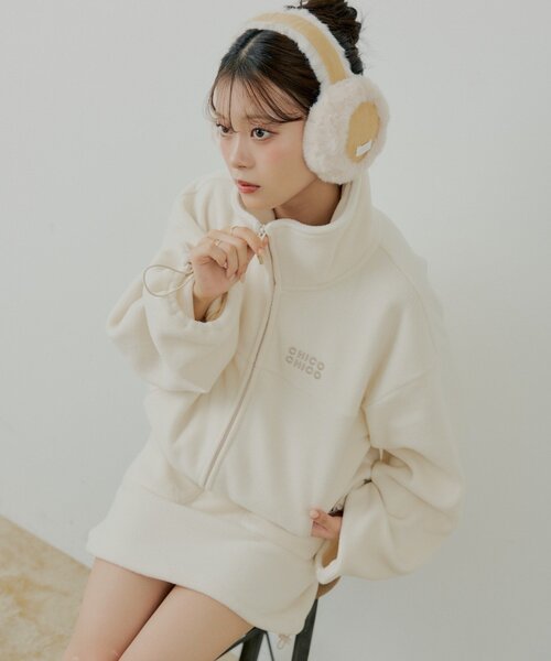Chico（チコ） ブラウス シャツ 「セットアップ対応」胸ロゴフリース