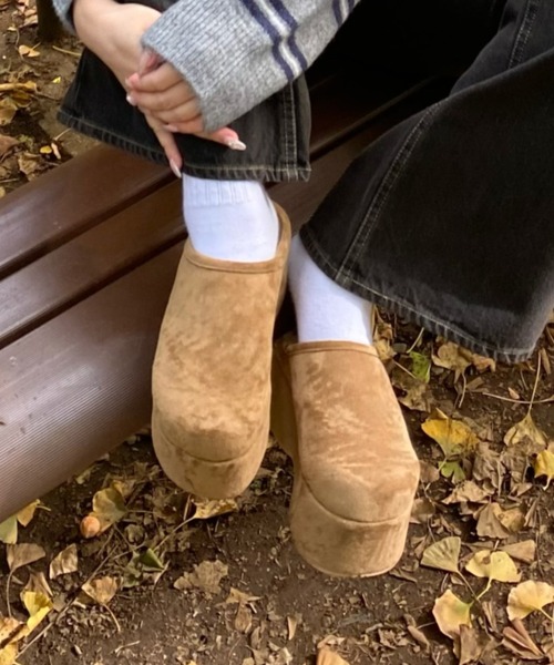 RAY CASSIN ムートンスリッポン　ベージュ　ムートン　サンダル Ray Cassin（レイカズン） スリッポン 厚底ムートンスリッポン