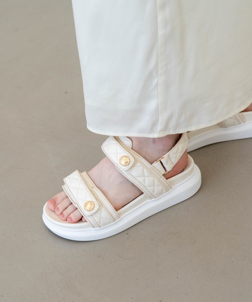 「Launa lea」 フラットサンダル L アイボリー レディース_画像3