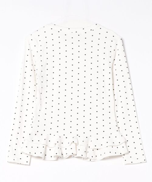 tシャツ 大人可愛いドット柄フリルデザイン長袖トップス レディース