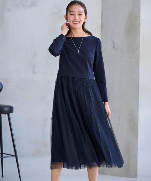 組曲（KUMIKYOKU） 長袖ワンピース 3 ネイビー レディース : ZOZOTOWN
