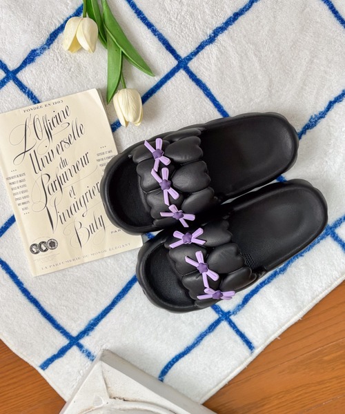 pyornim（ピョルニム） スリッパ 「26年春夏新作」リボン付きぽこぽこ