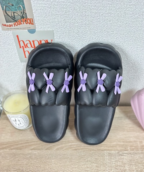 pyornim（ピョルニム） スリッパ 「26年春夏新作」リボン付きぽこぽこ