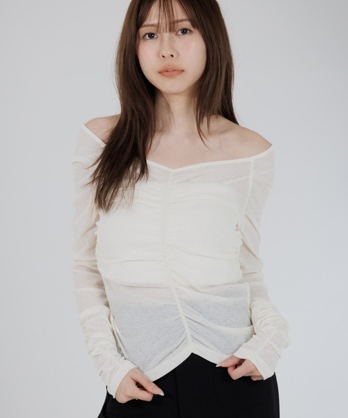 drape sheer 2way tops アイボリー senee セニー tシャツ drape sheer 2way tops（ドレープシアー2wayトップス