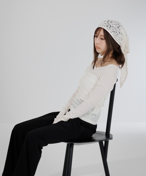 drape sheer 2way tops アイボリー senee セニー tシャツ drape sheer 2way tops（ドレープシアー2wayトップス
