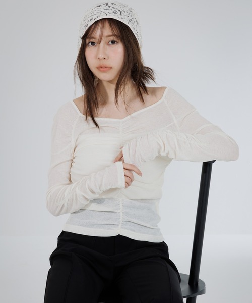 tシャツ drape sheer 2way tops（ドレープシアー2wayトップス