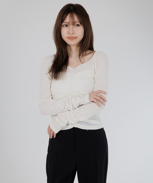 tシャツ drape sheer 2way tops（ドレープシアー2wayトップス