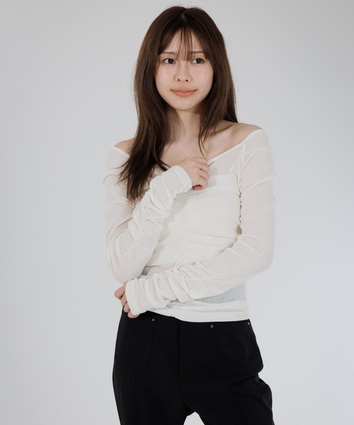 tシャツ drape sheer 2way tops（ドレープシアー2wayトップス
