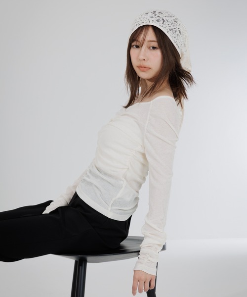 tシャツ drape sheer 2way tops（ドレープシアー2wayトップス