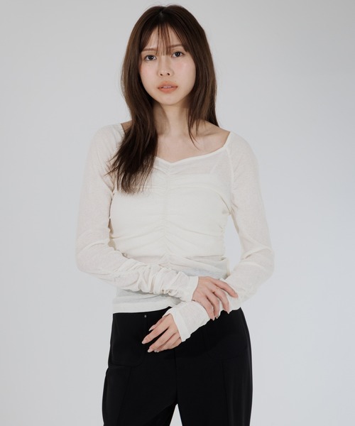 tシャツ drape sheer 2way tops（ドレープシアー2wayトップス