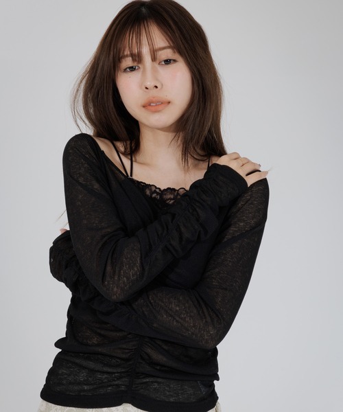tシャツ drape sheer 2way tops（ドレープシアー2wayトップス