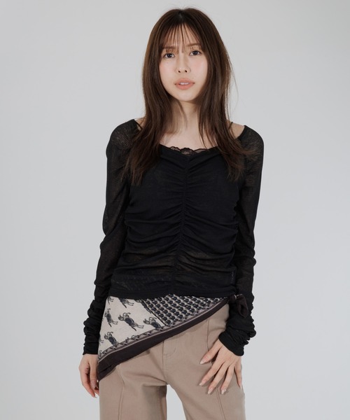 tシャツ drape sheer 2way tops（ドレープシアー2wayトップス