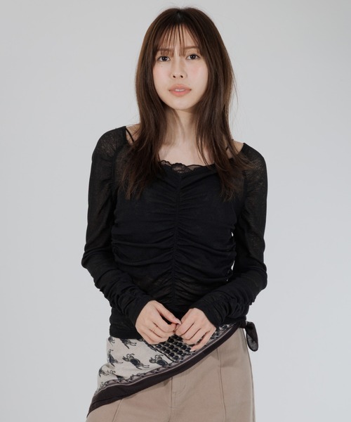 tシャツ drape sheer 2way tops（ドレープシアー2wayトップス