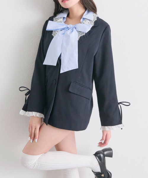 Olive des Olive テーラードジャケット　ネイビー OLIVE des OLIVE（オリーブデオリーブ） ジャケット テーラード