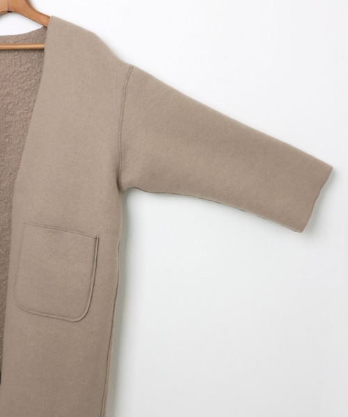 「andme」 ノーカラーコート M グレイッシュベージュ レディース_画像9