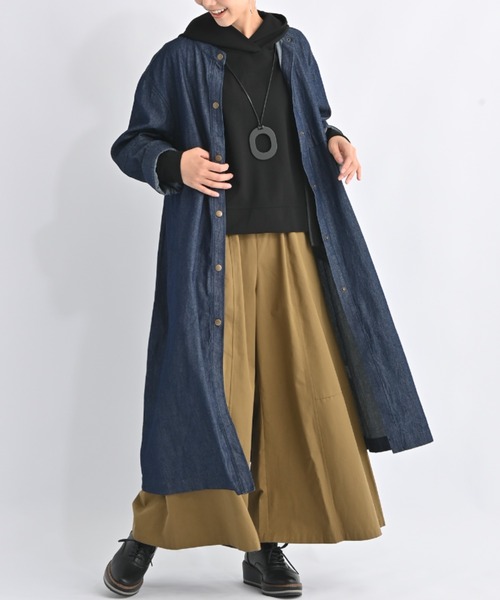 新品＊ヨーク襟デザイン*ファー付きコート 大きいサイズ レディース