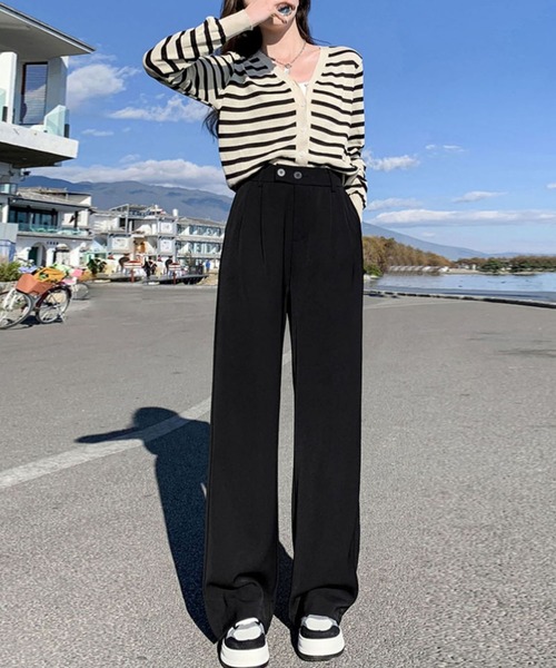 「me+em select」 スラックス X-LARGE ダークベージュ レディース_画像2