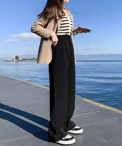 「me+em select」 スラックス X-LARGE ダークベージュ レディース_画像3