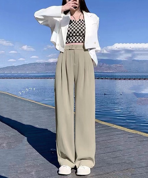 「me+em select」 スラックス X-LARGE ダークベージュ レディース_画像6