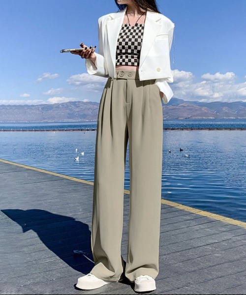 「me+em select」 スラックス X-LARGE ダークベージュ レディース_画像7