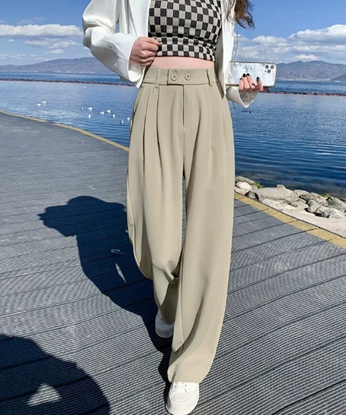 「me+em select」 スラックス X-LARGE ダークベージュ レディース_画像9