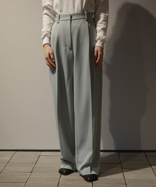 パンツ CLANE TOPSTITCHED FRILL STRAIGHT PANTS TOPSTITCHED FRILL STRAIGHT PANTS
