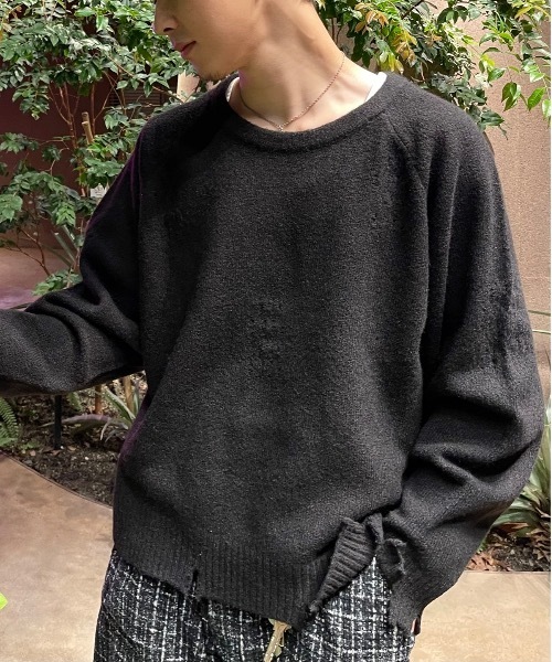 「MandO（Auntie Rosa）」 長袖ニット LARGE グレー メンズ_画像2