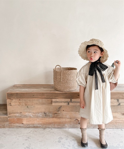 「aimoha」 「KIDS」半袖ワンピース 130 ダークグレー キッズ_画像6