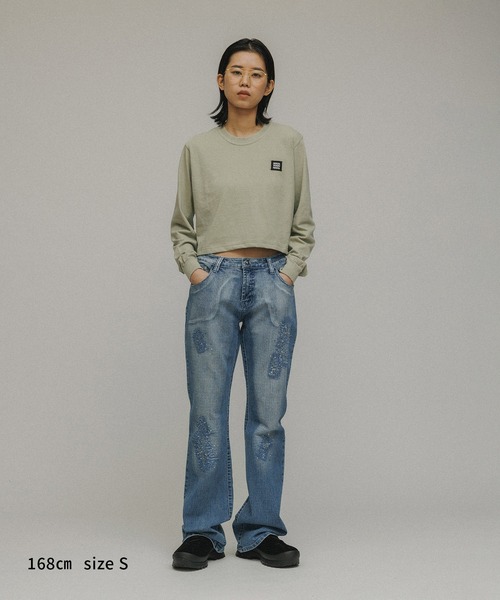 「M TO R」 長袖カットソー L カーキ レディース_画像3