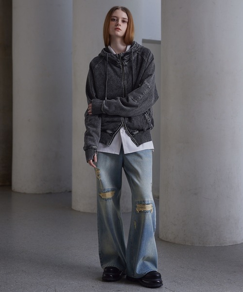 「CLEL」 ジップアップパーカー S グレー メンズ_画像3