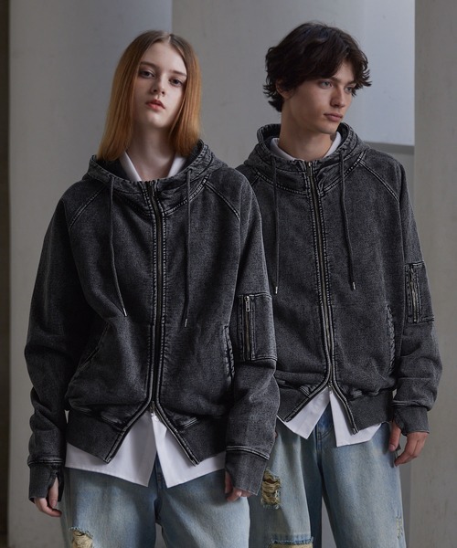 「CLEL」 ジップアップパーカー S グレー メンズ_画像6