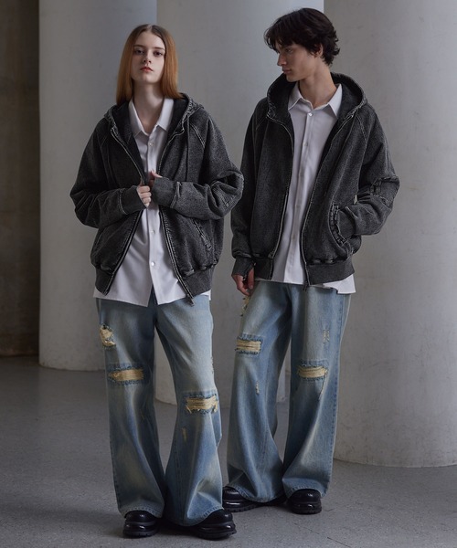 「CLEL」 ジップアップパーカー S グレー メンズ_画像7