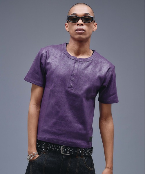 ANDER HUNK ヘンリーネック tシャツ Coated Henry neck Rib T-shirt