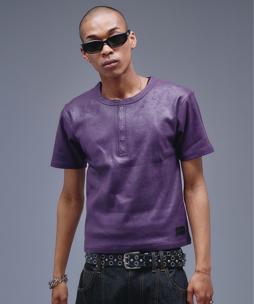 ANDER HUNK ヘンリーネック tシャツ Coated Henry neck Rib T-shirt