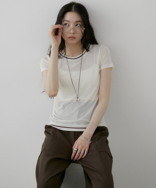 Aunt Marie's（アントマリーズ） tシャツ 半袖 カラーステッチシアー