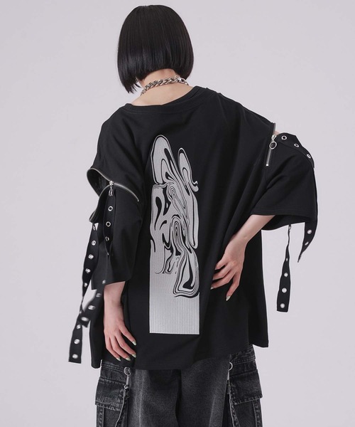 狐独 tシャツ カットアウトハトメ刺繍Tシャツ メンズ レディース
