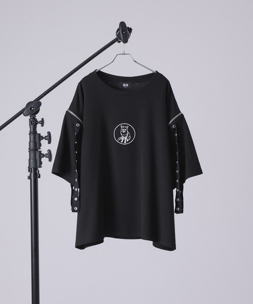 狐独 tシャツ カットアウトハトメ刺繍Tシャツ メンズ レディース