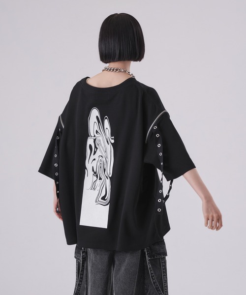 狐独 tシャツ カットアウトハトメ刺繍Tシャツ メンズ レディース