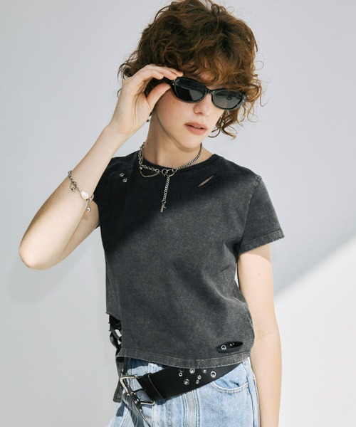 トップス josemoon DAMAGE TSHIRT JOSE MOON（ジョゼムーン） tシャツ 半袖 DAMAGE TSHIRT MINI/ダメージ