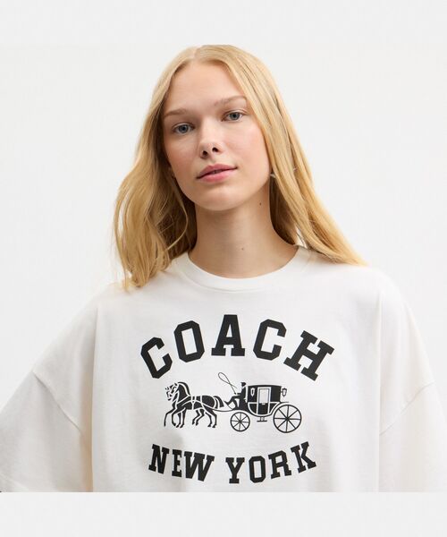 COACH（コーチ） tシャツ ショート スリーブ ワイド クロップド クルー