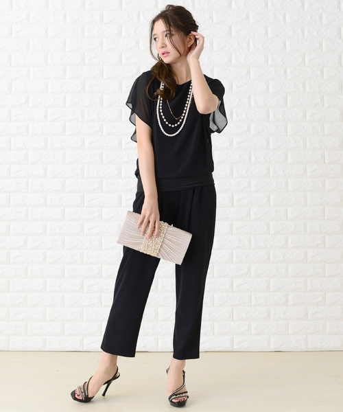 レースレディース Lace Ladies フリルノースリーブオールインワンパンツドレス （ネイビー） 楽天市場】レースレディース Lace Ladies フリルノースリーブ