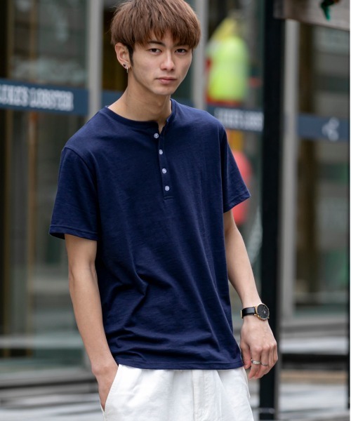 London Denim（ロンドンデニム） ヘンリーネック tシャツ 18/- TC