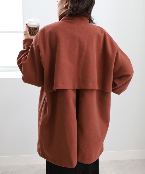 GeeRA コート アウター フェイクウールAラインミドル丈コート