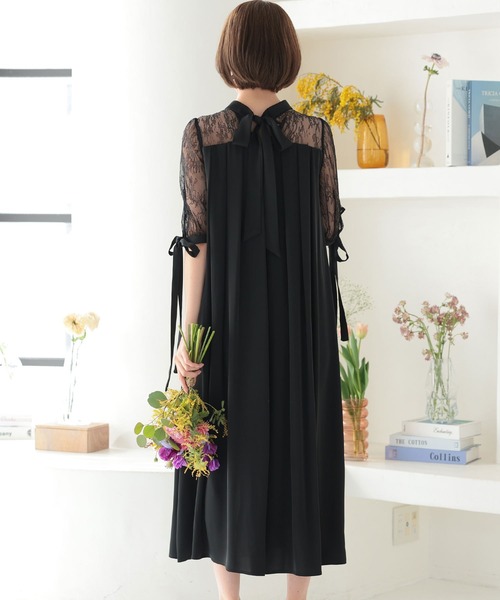 PourVous ドレス ハイネックパーティドレスお呼ばれロング＆七分