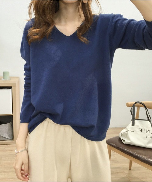 BLANC FICELLE ニット セーター 薄手 ニット Vネック レディース