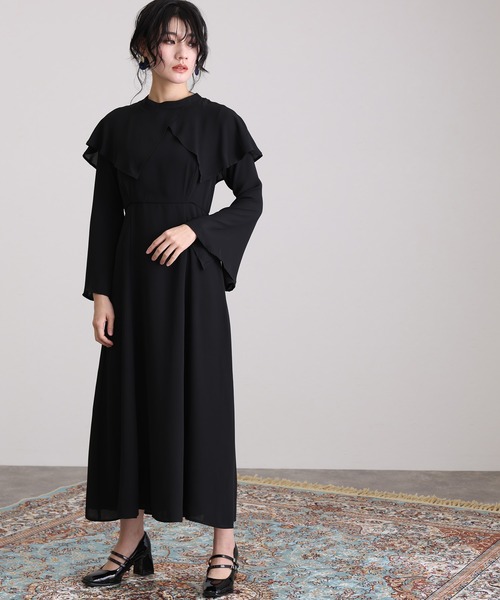 atlo ドレス ワイドスリーブ パーティードレス お呼ばれ袖あり＆ミモレ