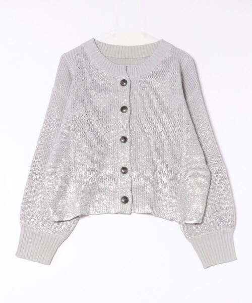 STYLEBLOCK カーディガン A麻タッチ箔プリントニット